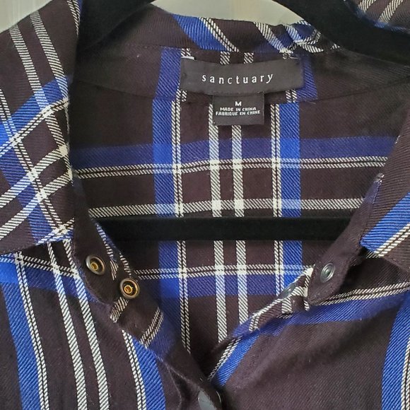 SANCTUARY Main Street Plaid Boyfriend Tunic Shirt In Nightout Plaid - Picture 6 of 11